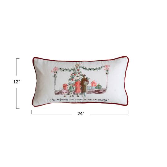 Hello Honey® 24" x 12" Cotton Printed Lumbar Pillow with Family, Piping & Velvet Back